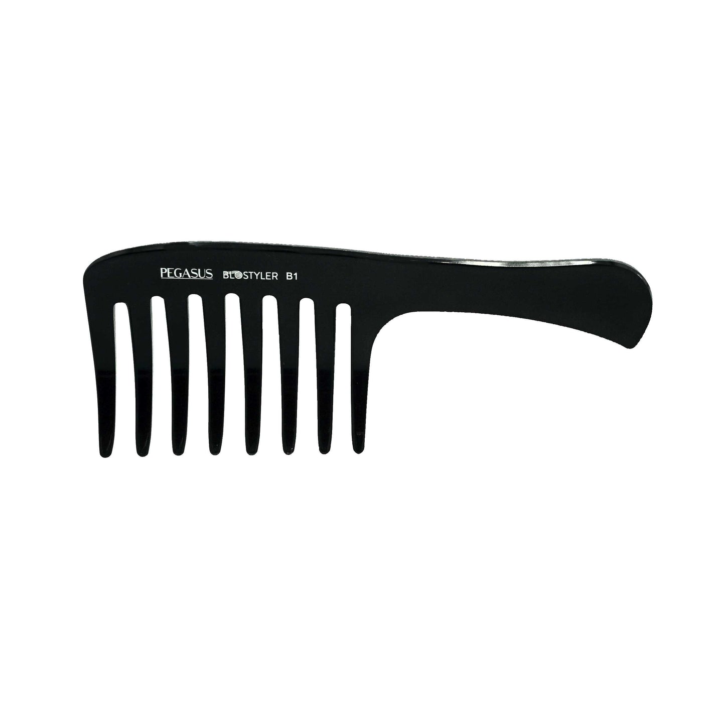 Pegasus 511_B1, 9in Curved Blow Dry Styler Comb, Handmade, Seamless, Smooth Edges, Anti Static, Heat and Chemically Resistant, Wet Hair, Everyday Grooming Comb | Peines de goma dura - Black