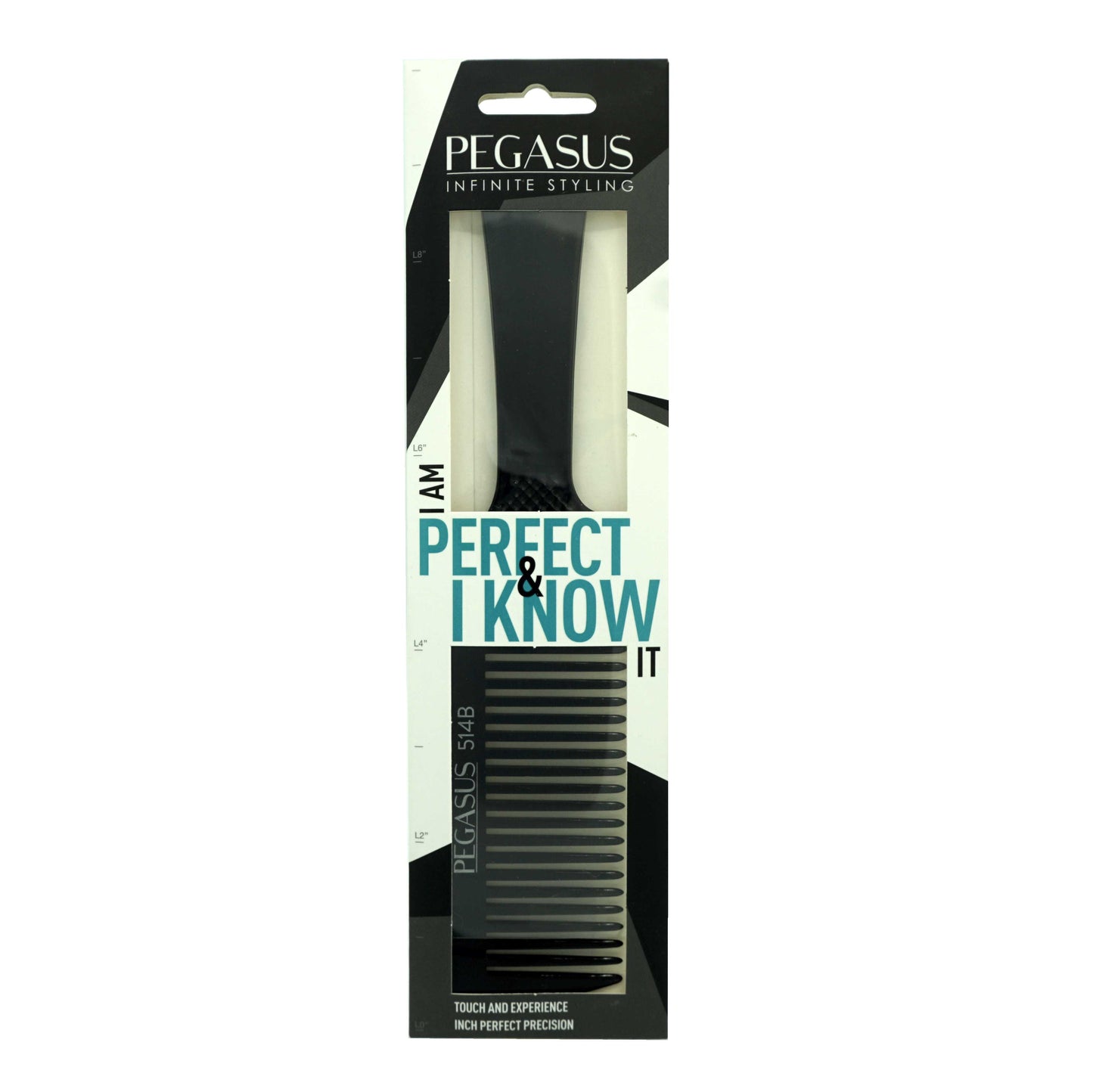 Pegasus 514B, 8.75in Hard Rubber Flattop Butch Comb, Handmade, Seamless, Smooth Edges, Anti Static, Heat and Chemically Resistant Comb | Peines de goma dura - Black
