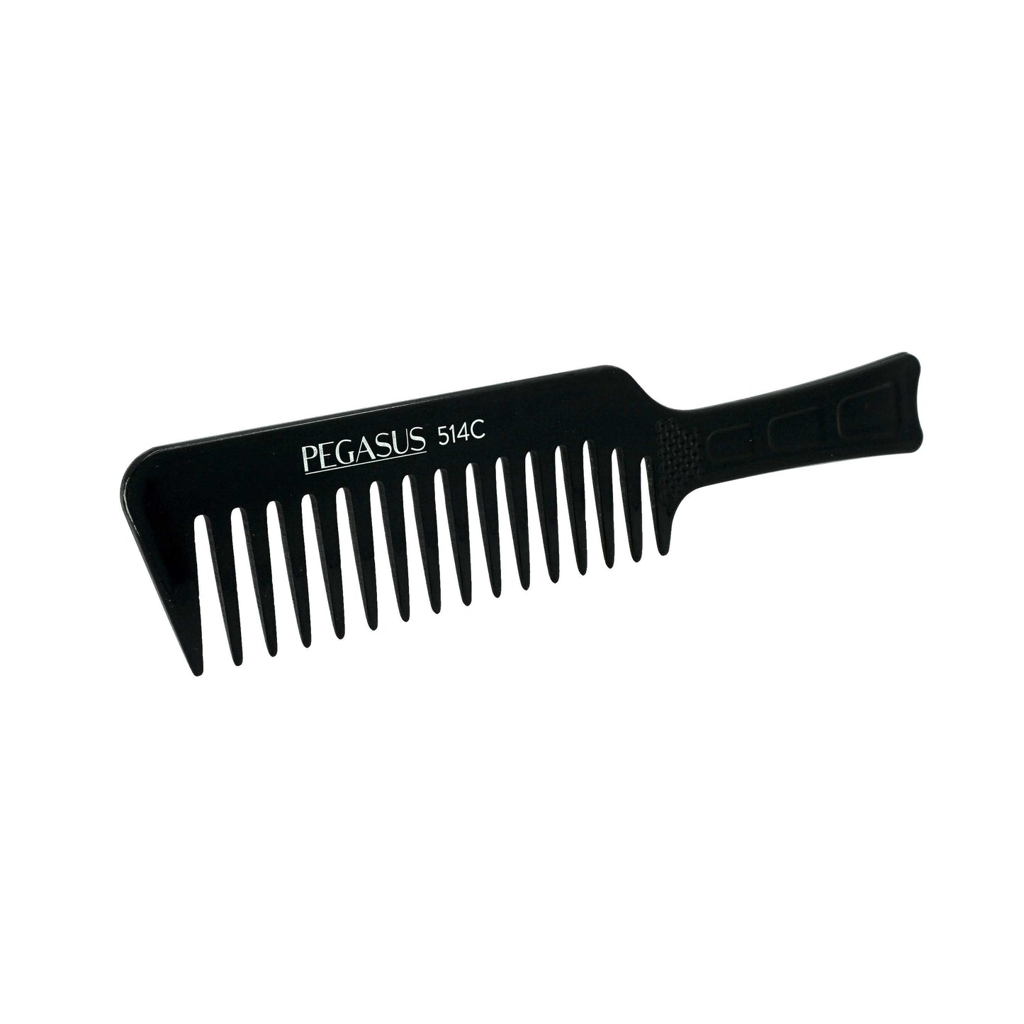 Pegasus 514C, 8.75in Hard Rubber Course Tooth Flattop Butch Comb, Handmade, Seamless, Smooth Edges, Anti Static, Heat and Chemically Resistant Comb | Peines de goma dura - Black