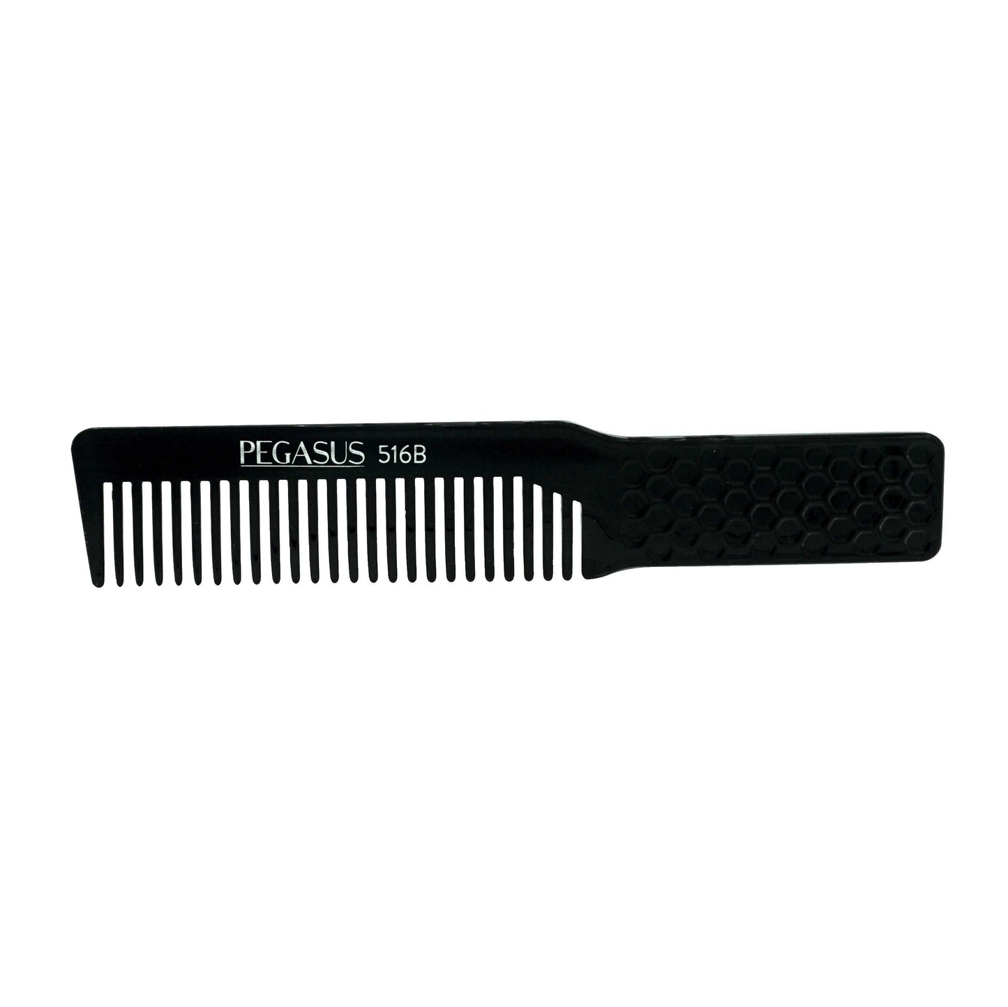 Pegasus 516B, 8in Hard Rubber Course Tooth Klipper Comb, Handmade, Seamless, Smooth Edges, Anti Static, Heat and Chemically Resistant Comb | Peines de goma dura - Black