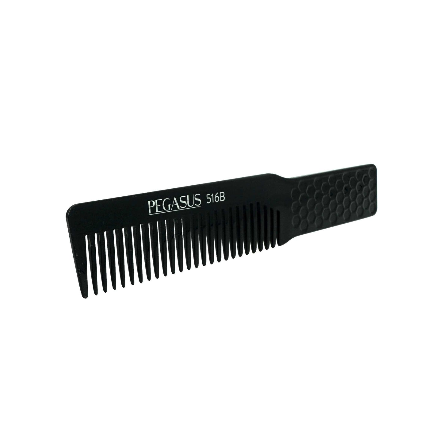 Pegasus 516B, 8in Hard Rubber Course Tooth Klipper Comb, Handmade, Seamless, Smooth Edges, Anti Static, Heat and Chemically Resistant Comb | Peines de goma dura - Black