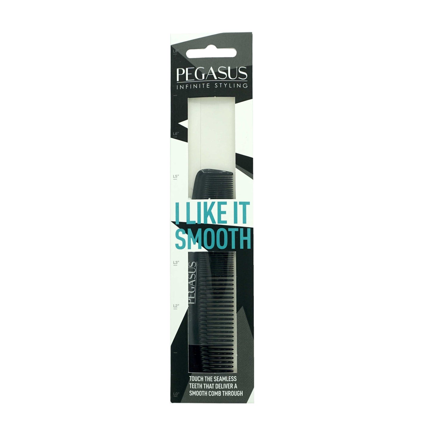 Pegasus 603, 5in Hard Rubber Pocket Comb, Handmade, Seamless, Smooth Edges, Anti Static, Heat and Chemically Resistant, Portable Pocket Purse Mustache Comb | Peines de goma dura - Black