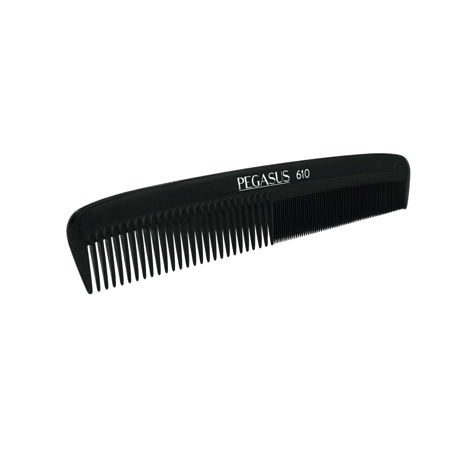 Pegasus 610, 9in Hard Rubber Heavy Styling Comb, Handmade, Seamless, Smooth Edges, Anti Static, Heat and Chemically Resistant, Portable Pocket Purse Dresser Comb | Peines de goma dura - Black