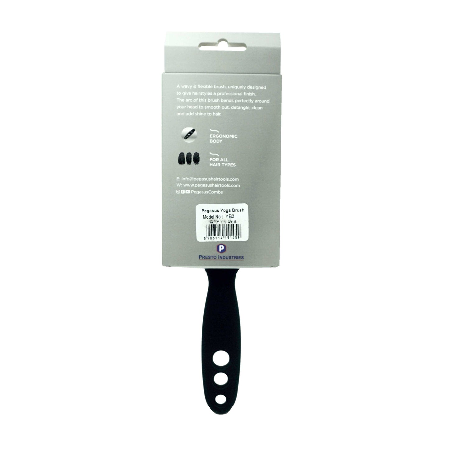 9in Flexible Vented Brush, Pegasus YB3 - Yoga Brush with Nylon and Boar Bristles