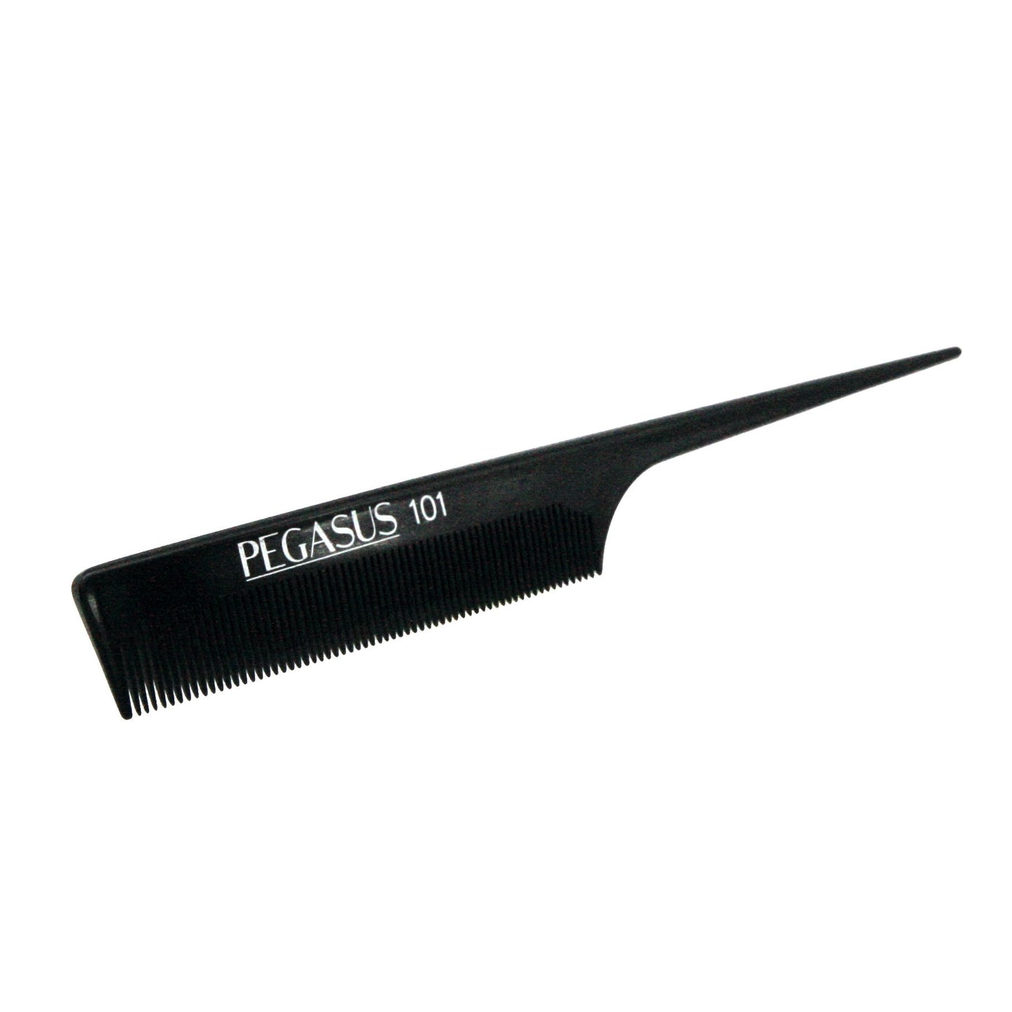 Pegasus 101, 8in Hard Rubber Fine Tooth Rat Tail Comb, Handmade, Seamless, Smooth Edges, Anti Static, Heat and Chemically Resistant, Great for Parting, Coloring Hair | Peines de goma dura - Black