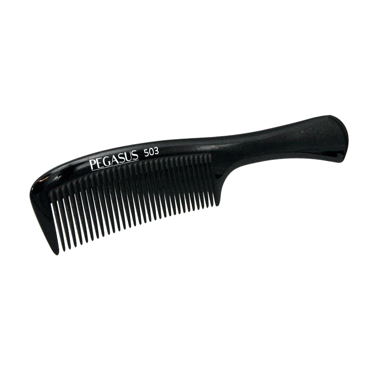 Pegasus 503, 8.5in Hard Rubber Handle Comb, Handmade, Seamless, Smooth Edges, Anti Static, Heat and Chemically Resistant, Wet Hair, Everyday Grooming Comb | Peines de goma dura - Black