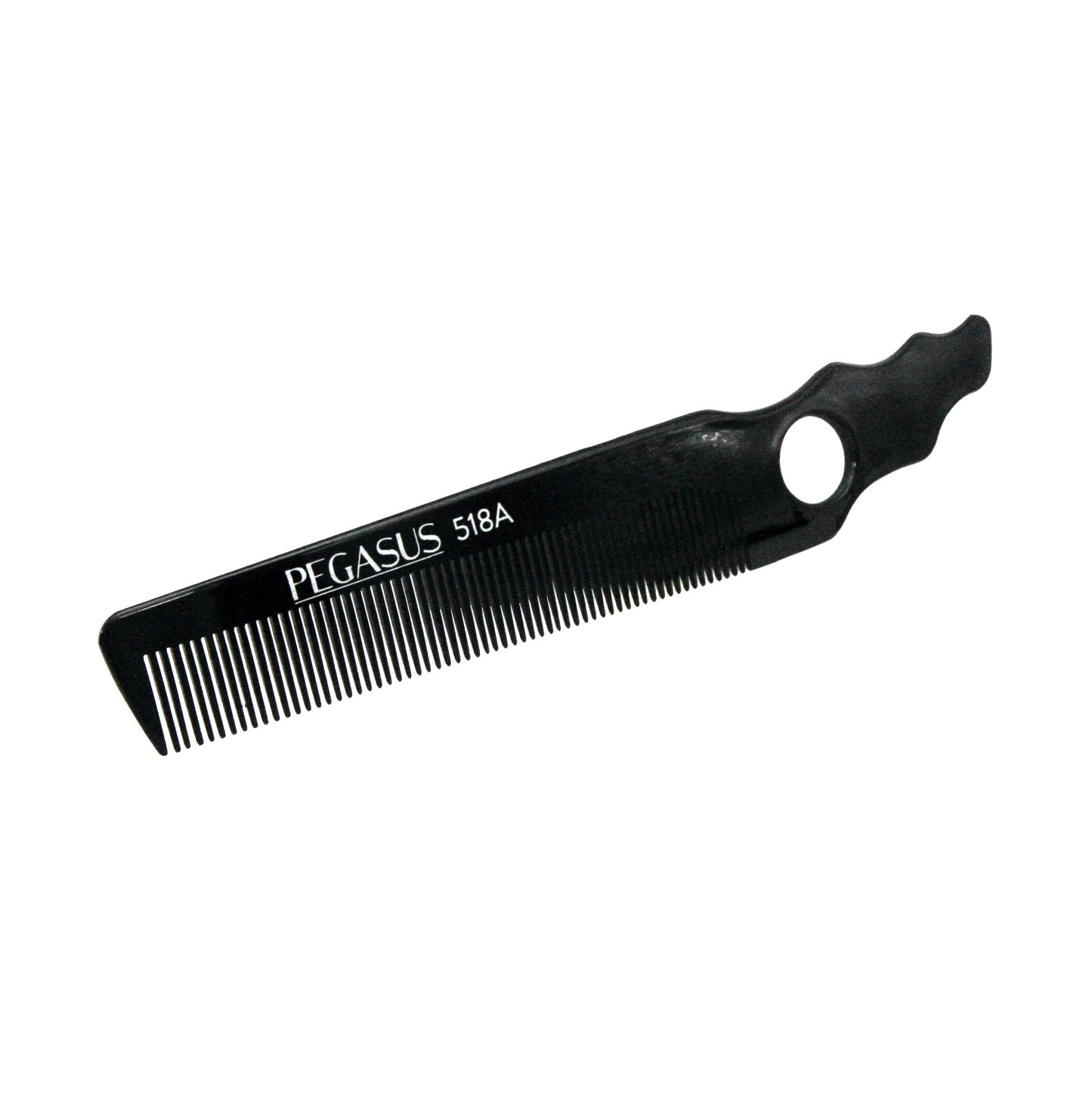 Pegasus 518A, 8in Hard Rubber Fine Tooth Barber Clipper Comb, Handmade, Seamless, Smooth Edges, Anti Static, Heat and Chemically Resistant Comb | Peines de goma dura - Black