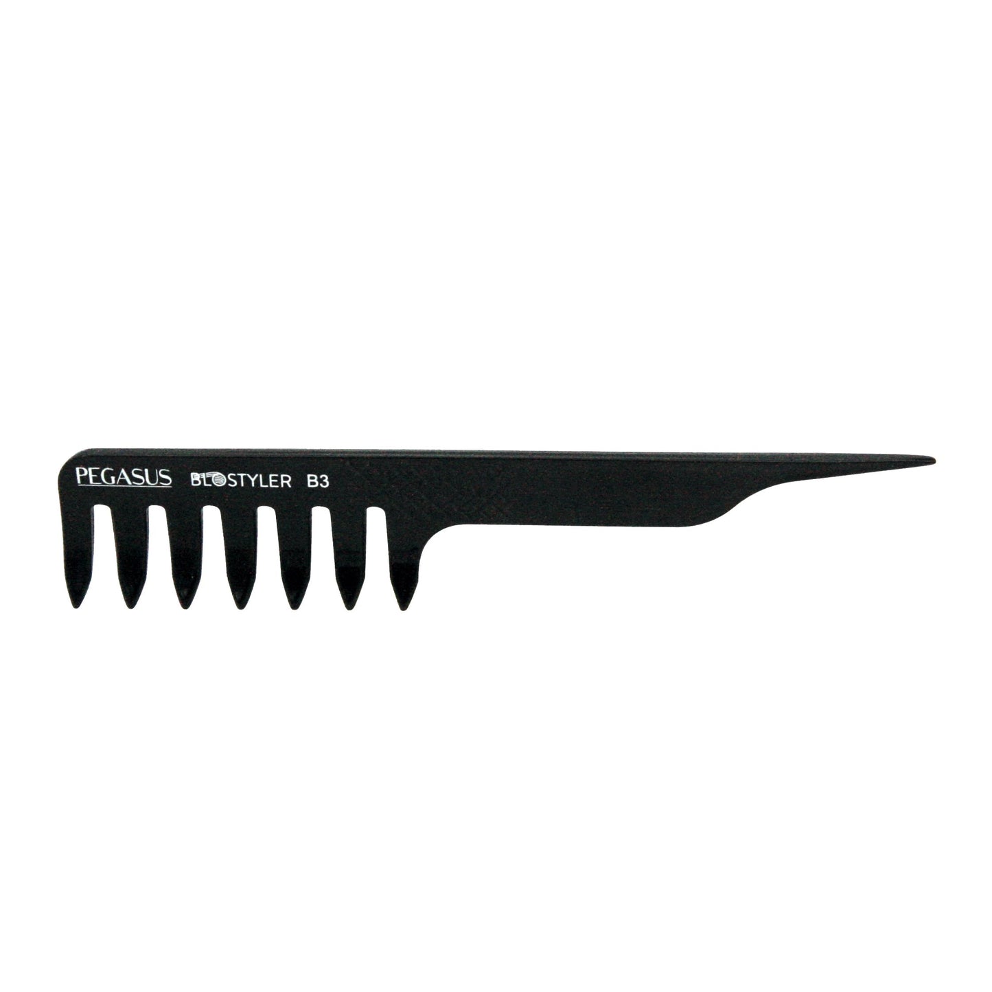 Pegasus 509_B3, 7in Blow Dry Comb, Handmade, Seamless, Smooth Edges, Anti Static, Heat and Chemically Resistant, Wet Hair, Everyday Grooming Comb | Peines de goma dura - Black