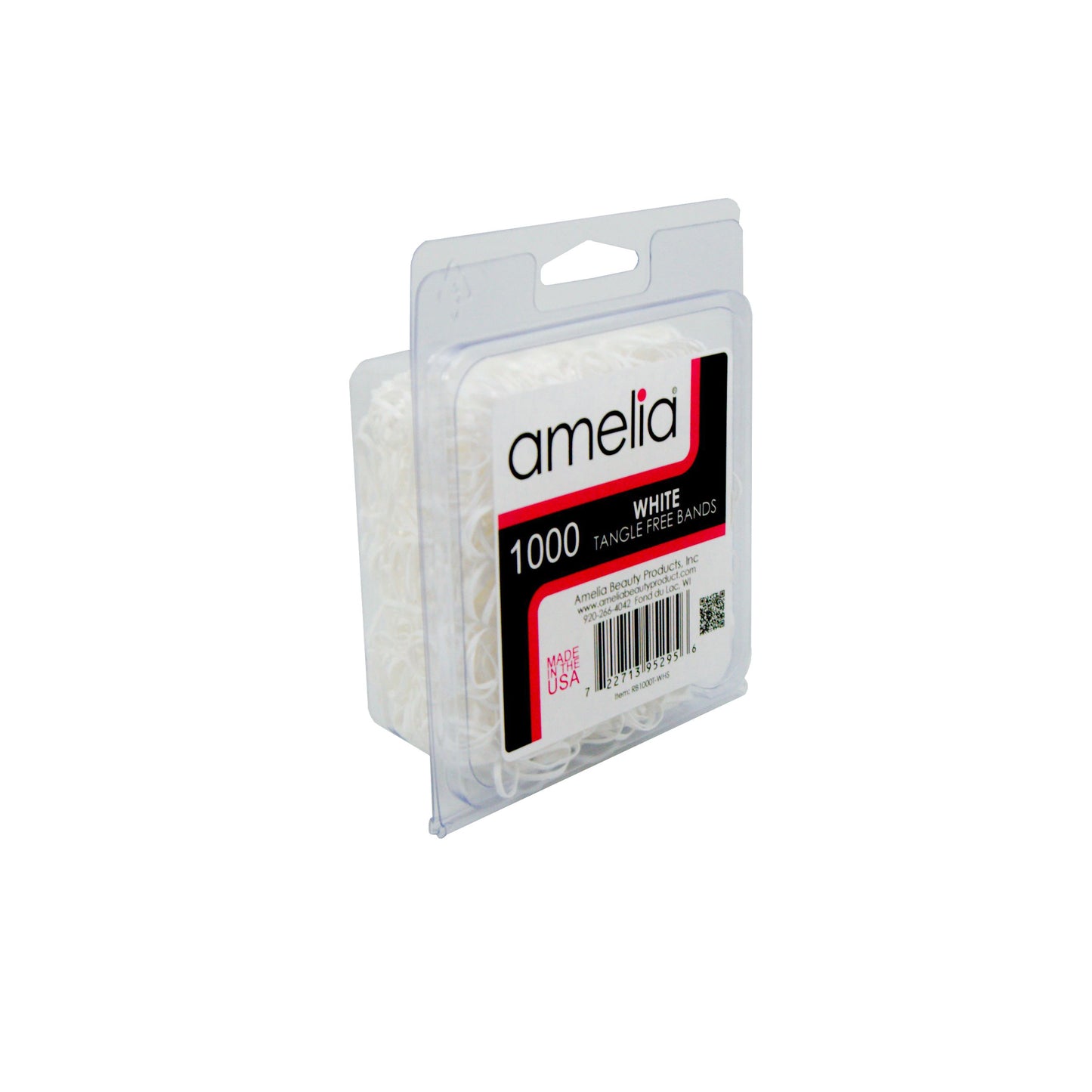 Amelia Beauty | 1/2in, White, Tangle Free Elastic Pony Tail Holders | Made in USA, Ideal for Ponytails, Braids, Twists. For Women, Girls. Pain Free, Snag Free, Easy Off | 1000 Pack