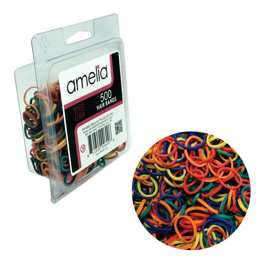 Amelia Beauty | 1/2in, Rainbow Mix, Elastic Rubber Band Pony Tail Holders | Made in USA, Ideal for Ponytails, Braids, Twists, Dreadlocks, Styling Accessories for Women, Men and Girls | 500 Pack