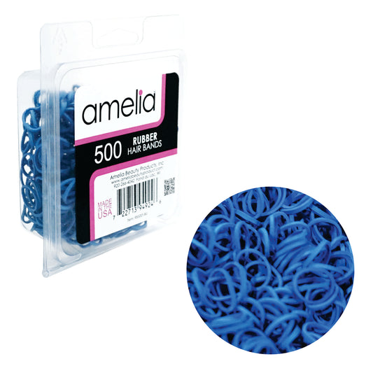 Amelia Beauty | 1/2in, Blue, Elastic Rubber Band Pony Tail Holders | Made in USA, Ideal for Ponytails, Braids, Twists, Dreadlocks, Styling Accessories for Women, Men and Girls | 500 Pack