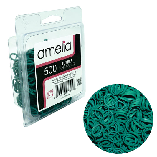 Amelia Beauty | 1/2in, Green, Elastic Rubber Band Pony Tail Holders | Made in USA, Ideal for Ponytails, Braids, Twists, Dreadlocks, Styling Accessories for Women, Men and Girls | 500 Pack