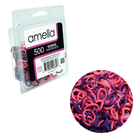 Amelia Beauty | 1/2in, Purple and Fuchsia Mix, Elastic Rubber Band Pony Tail Holders | Made in USA, Ideal for Ponytails, Braids, Twists, Dreadlocks, Styling Accessories for Women, Men and Girls | 500 Pack