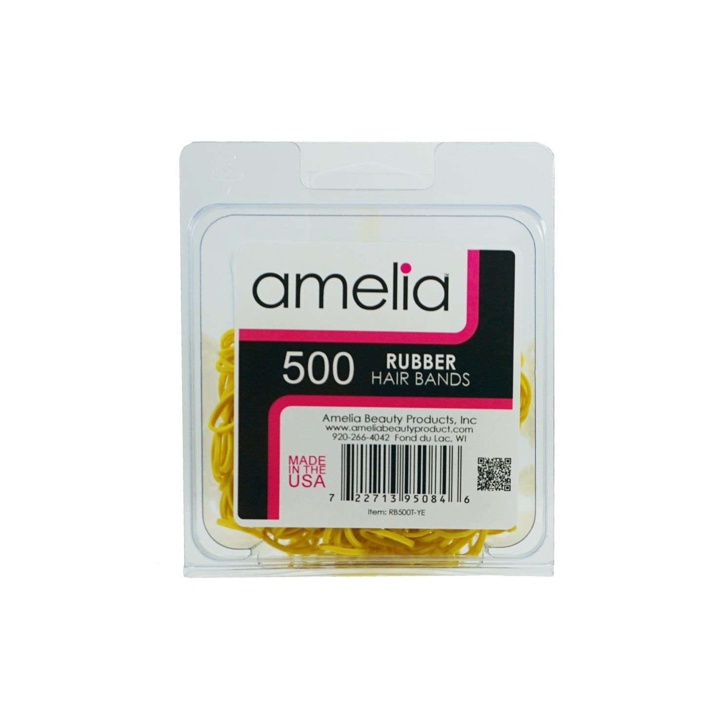 Amelia Beauty | 1/2in, Yellow, Elastic Rubber Band Pony Tail Holders | Made in USA, Ideal for Ponytails, Braids, Twists, Dreadlocks, Styling Accessories for Women, Men and Girls | 500 Pack