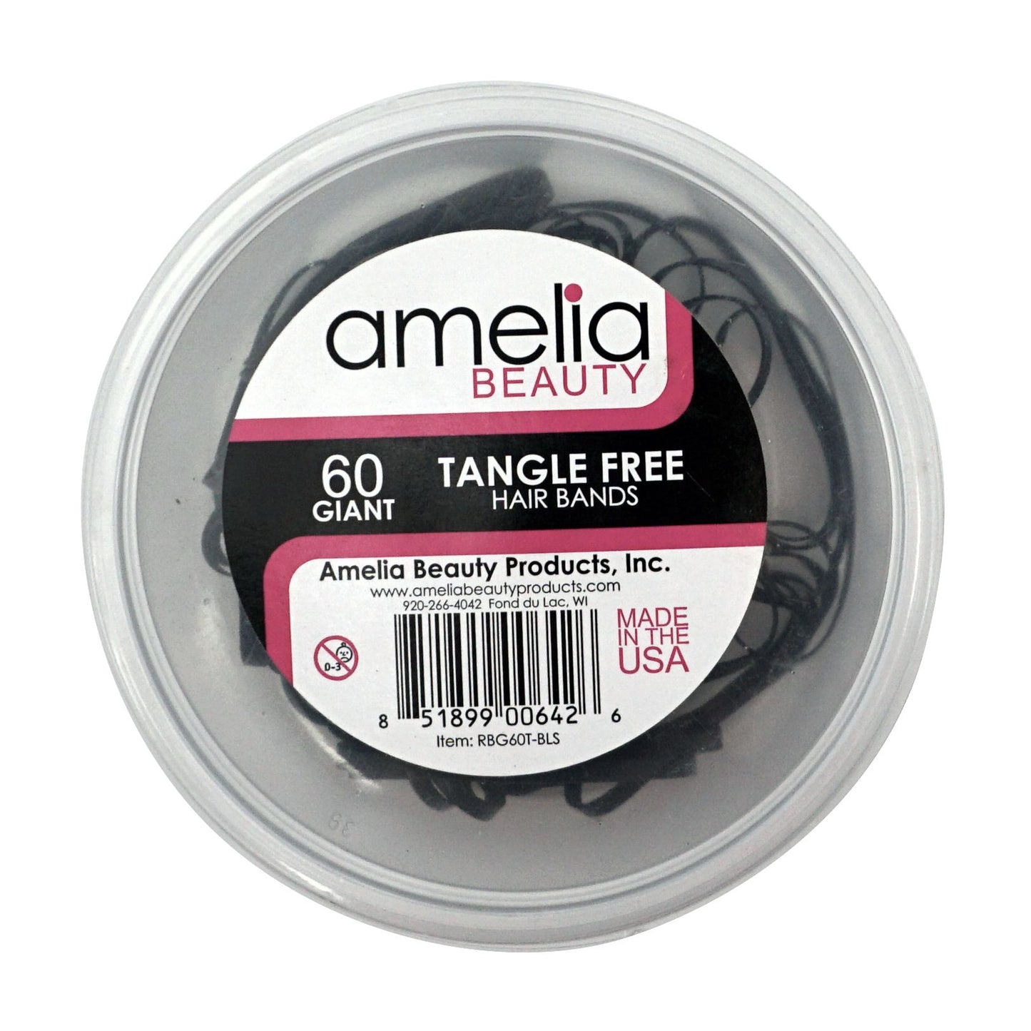 60, Black, Giant Size, Tangle Free for Ponytails and Braids