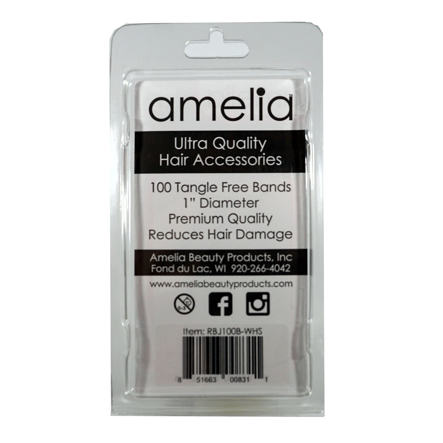 100, White, Jumbo, Tangle Free Bands for Pony Tails and Braids