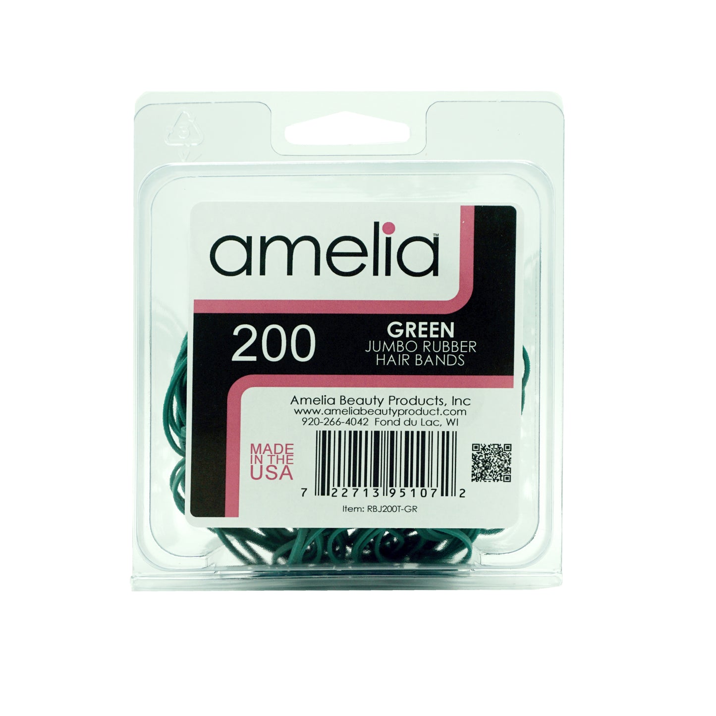 200, Green, Jumbo, Rubber Bands for Pony Tails and Braids