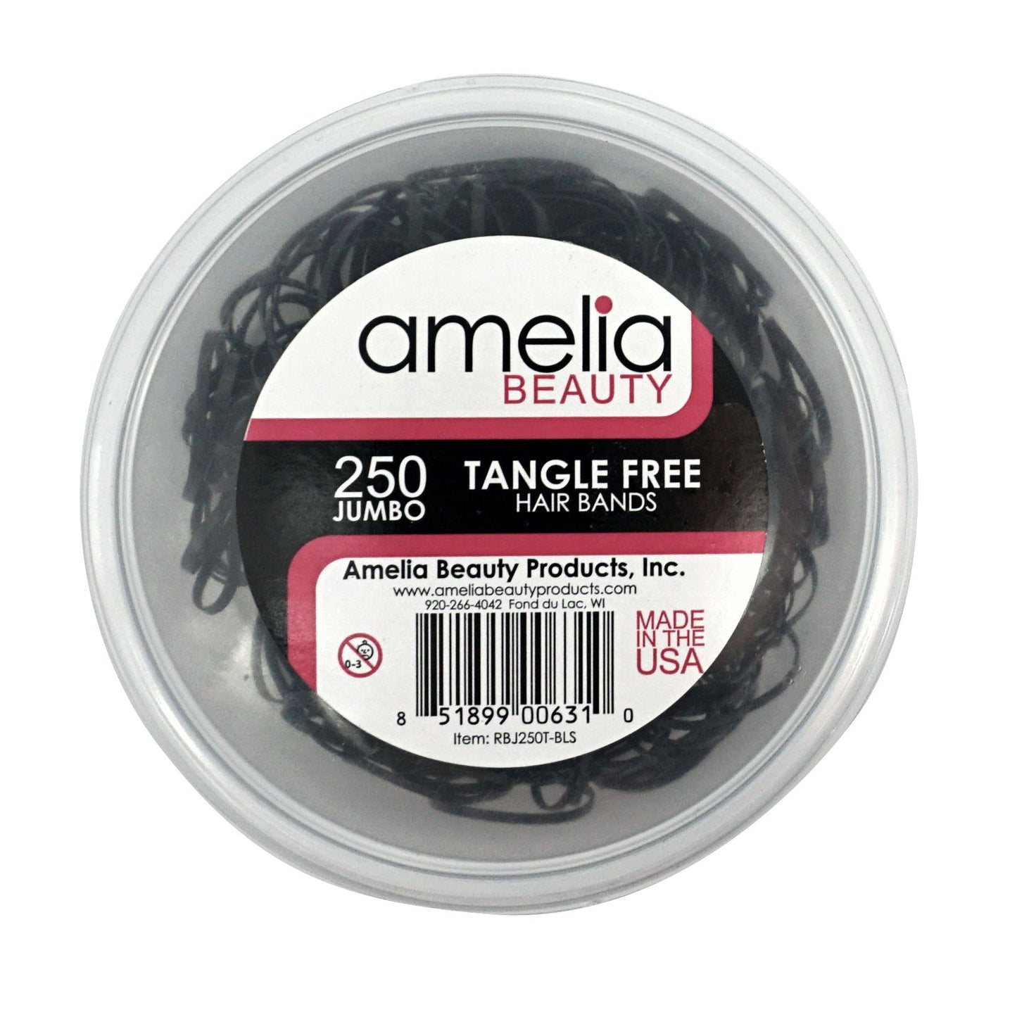 250, Black, Jumbo Size, Tangle Free for Ponytails and Braids