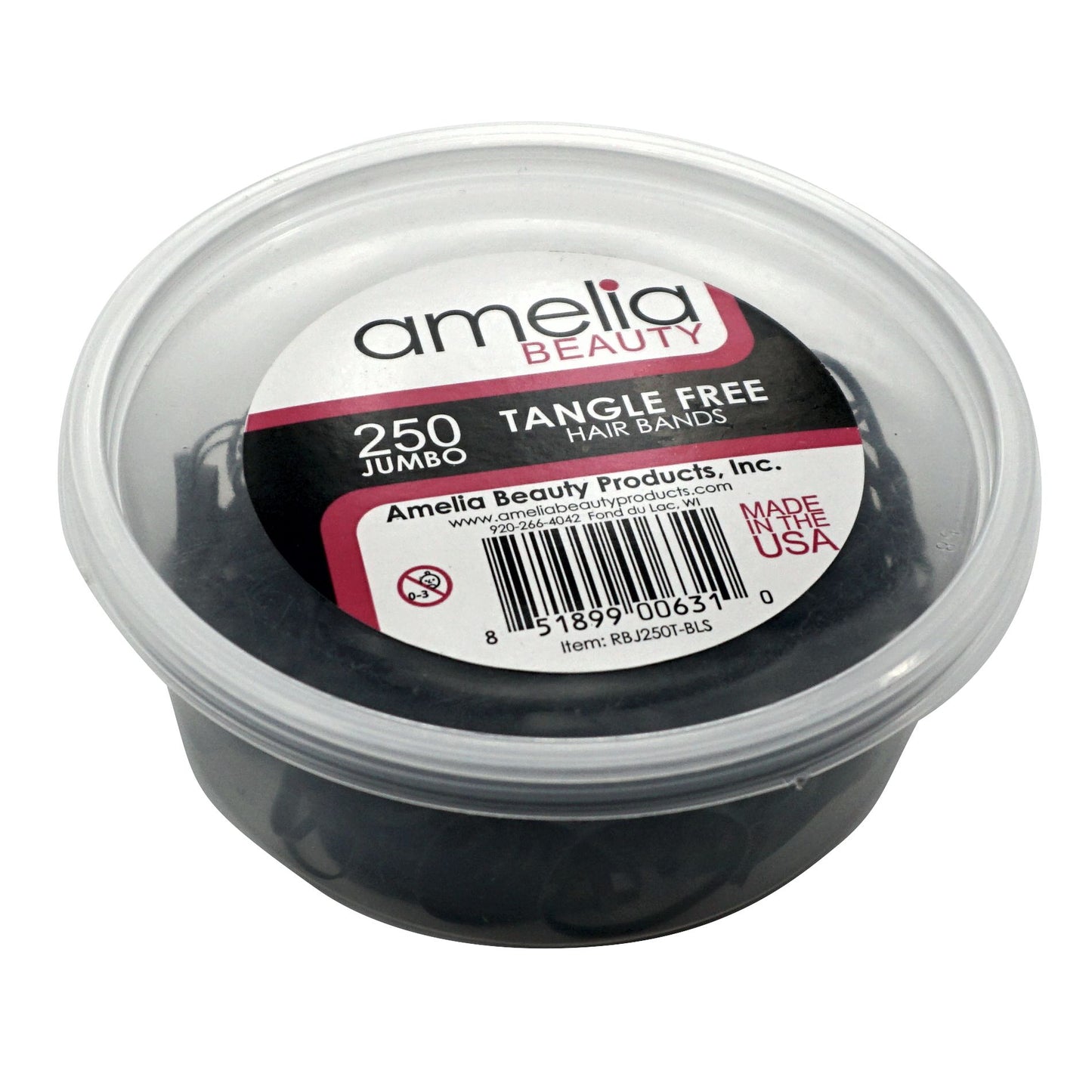 250, Black, Jumbo Size, Tangle Free for Ponytails and Braids