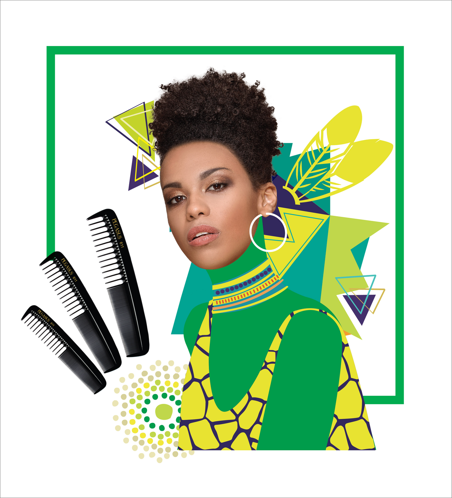 Pegasus 211, 9in Hard Rubber Cutting Comb With Sectioning Tooth and Inch Marks, Anti Static, Heat and Chemically Resistant, Wet Hair, Everyday Grooming Comb | Peines de goma dura - Black