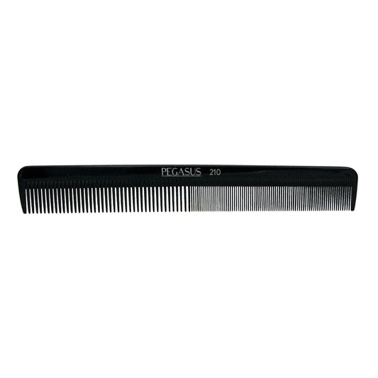 Pegasus 210, 8in Hard Rubber  Cutting Comb, Handmade, Seamless, Smooth Edges, Anti Static, Heat and Chemically Resistant, Wet Hair, Everyday Grooming Comb | Peines de goma dura - Black