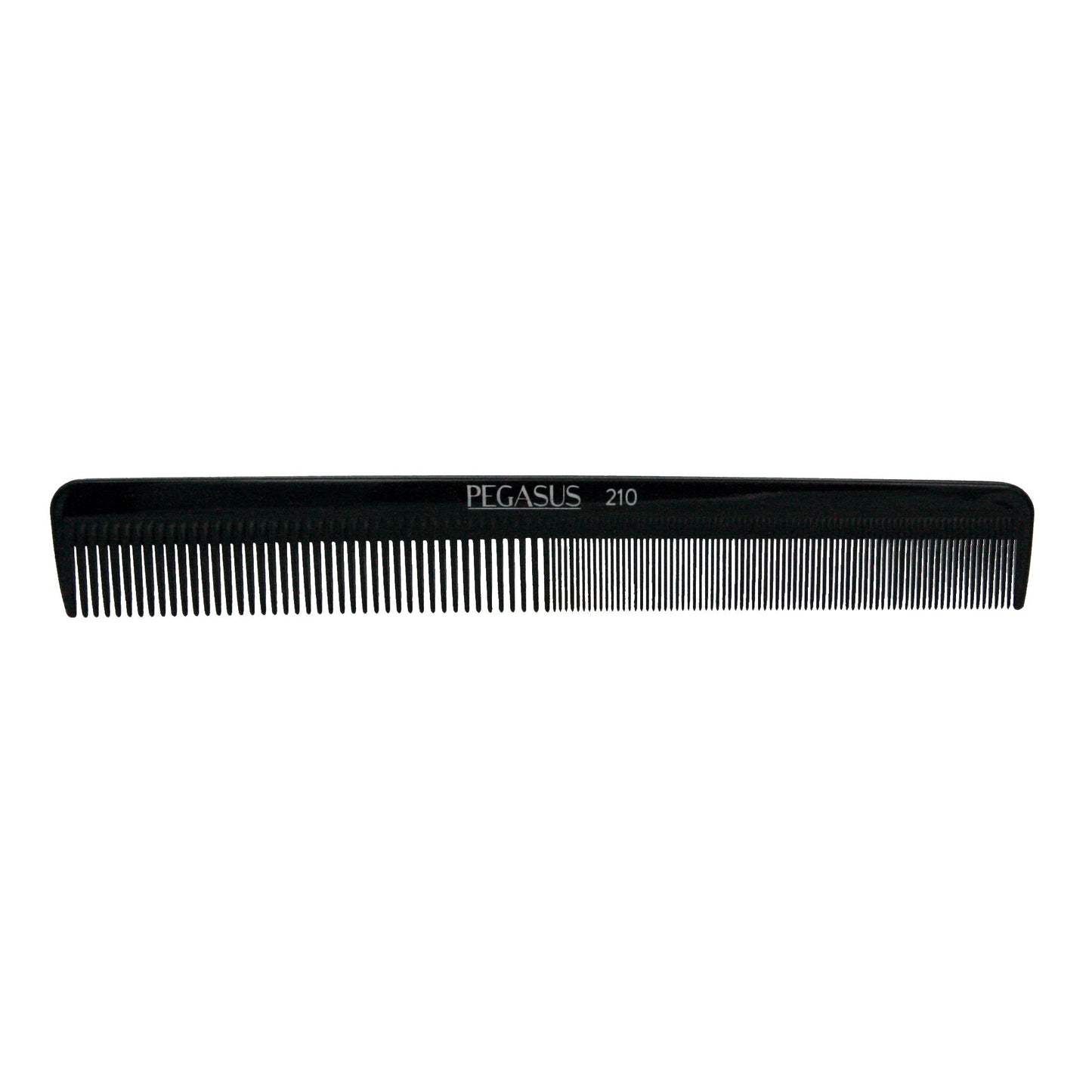 Pegasus 210, 8in Hard Rubber  Cutting Comb, Handmade, Seamless, Smooth Edges, Anti Static, Heat and Chemically Resistant, Wet Hair, Everyday Grooming Comb | Peines de goma dura - Black