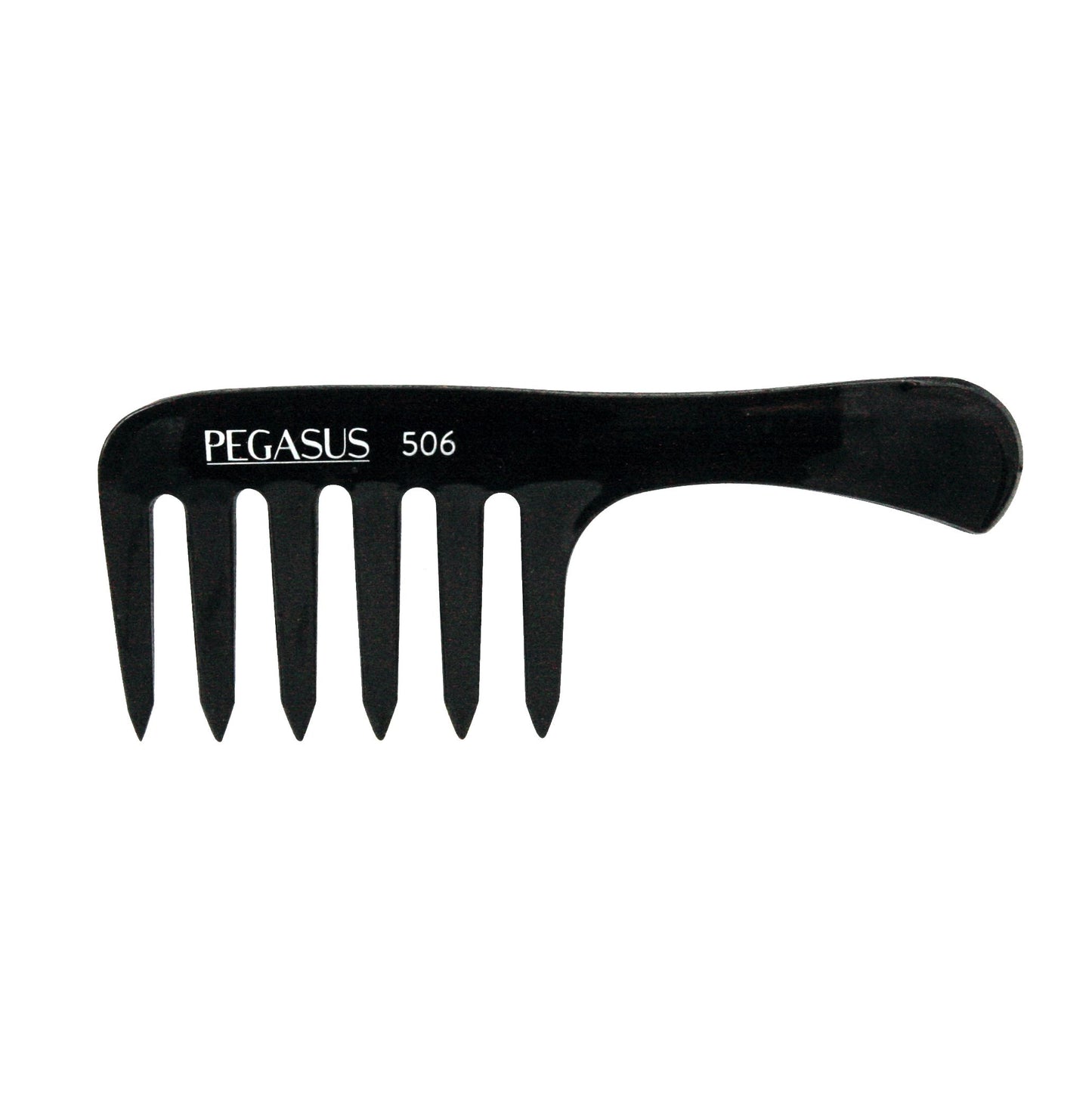 Pegasus 506, 6.5in Hard Rubber Detangling Handled Styling Rake Comb, Seamless, Smooth Edges, Anti Static, Heat and Chemically Resistant, Wet Hair, Everyday Grooming Comb | Peines de goma dura - Black