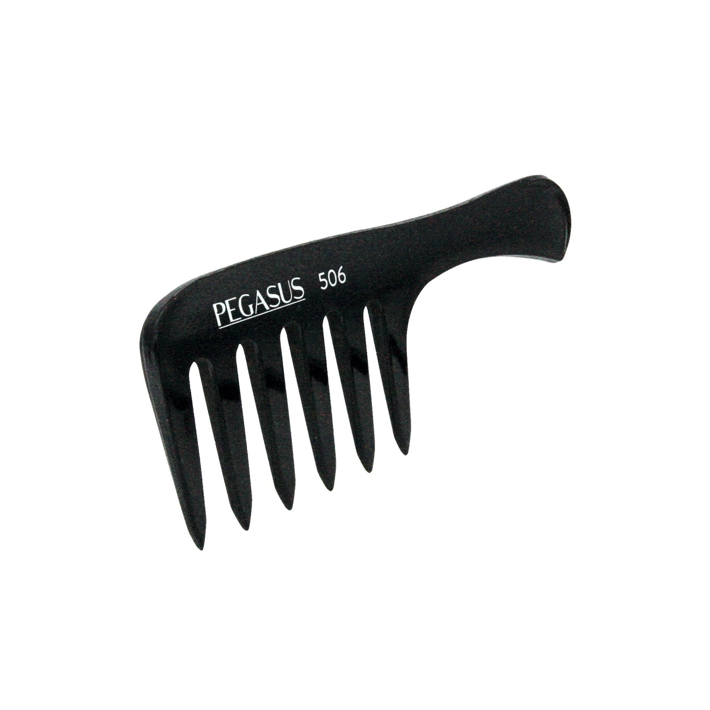 Pegasus 506, 6.5in Hard Rubber Detangling Handled Styling Rake Comb, Seamless, Smooth Edges, Anti Static, Heat and Chemically Resistant, Wet Hair, Everyday Grooming Comb | Peines de goma dura - Black