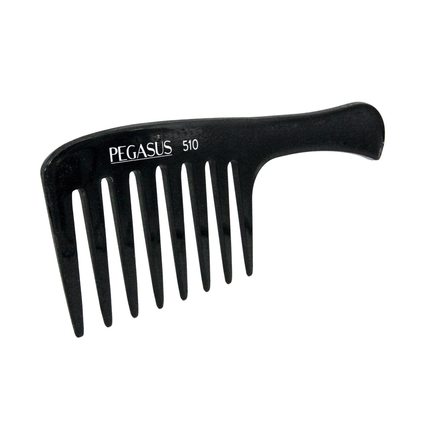 Pegasus 510, 9in Hard Rubber Large Detangling Handled Styling Rake Comb, Seamless, Smooth Edges, Anti Static, Heat and Chemically Resistant, Everyday Grooming Comb | Peines de goma dura - Black