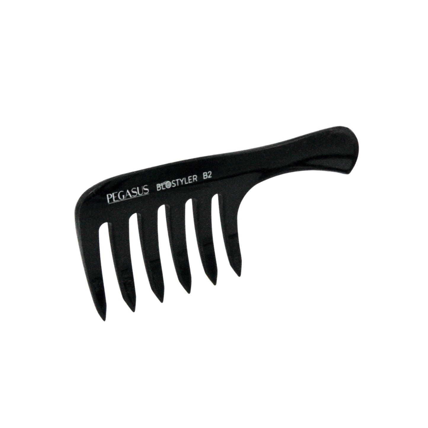 Pegasus 507_b2, 6.5in Curved Detangling Handled Styling Rake Comb, Seamless, Smooth Edges, Anti Static, Heat and Chemically Resistant, Wet Hair, Everyday Grooming Comb | Peines de goma dura - Black